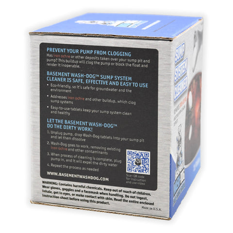 THE BASEMENT WATCHDOG Wash-Dog tablets dispersing to protect drain tiles
