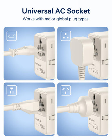 Baseus 200+ countries compatibility means easy power access wherever you travel.