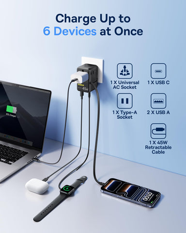 Baseus PicoGo AG11 compact travel charger with multiple plug types.