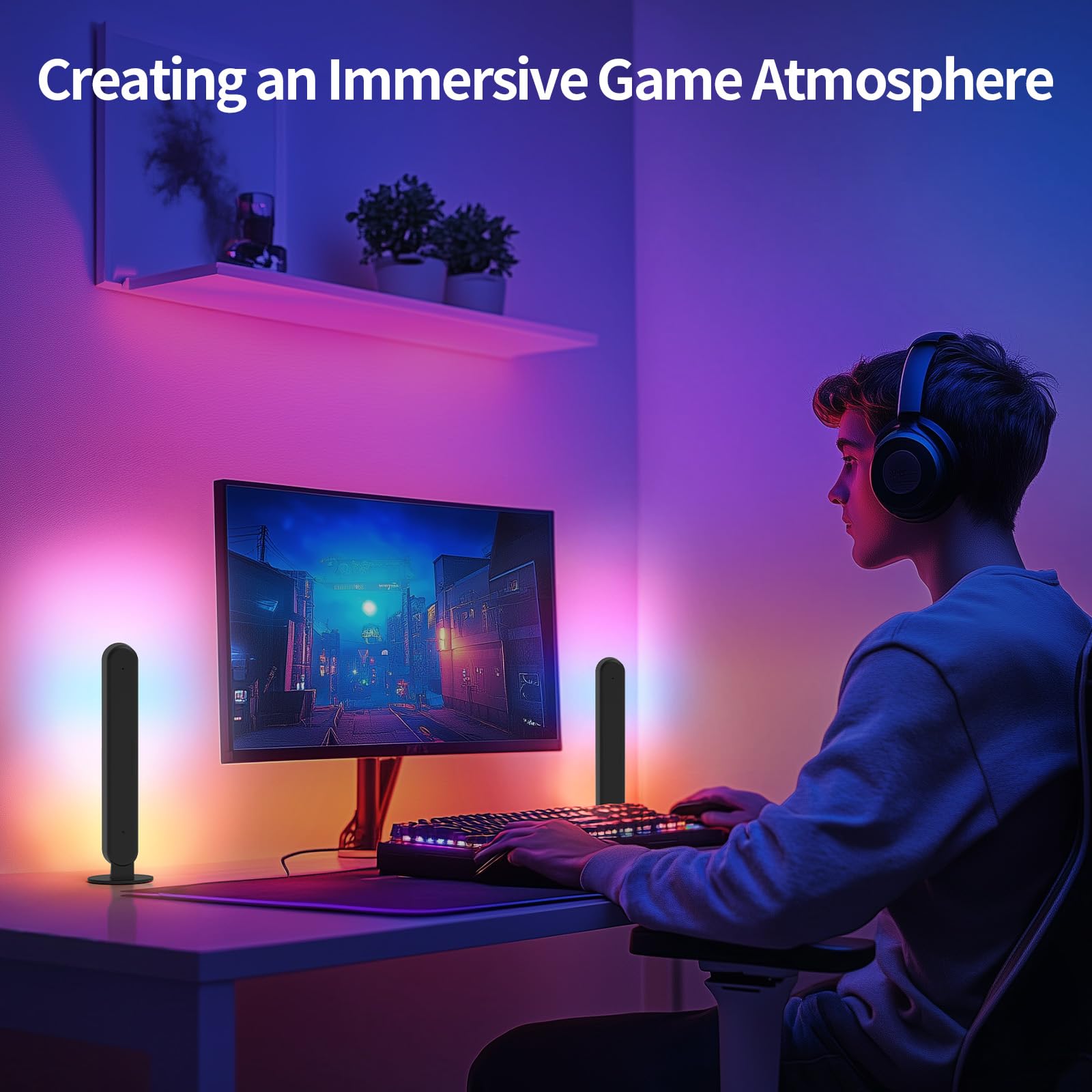 BASON LIGHTING smart light bars provide TV backlighting for cinematic viewing.
