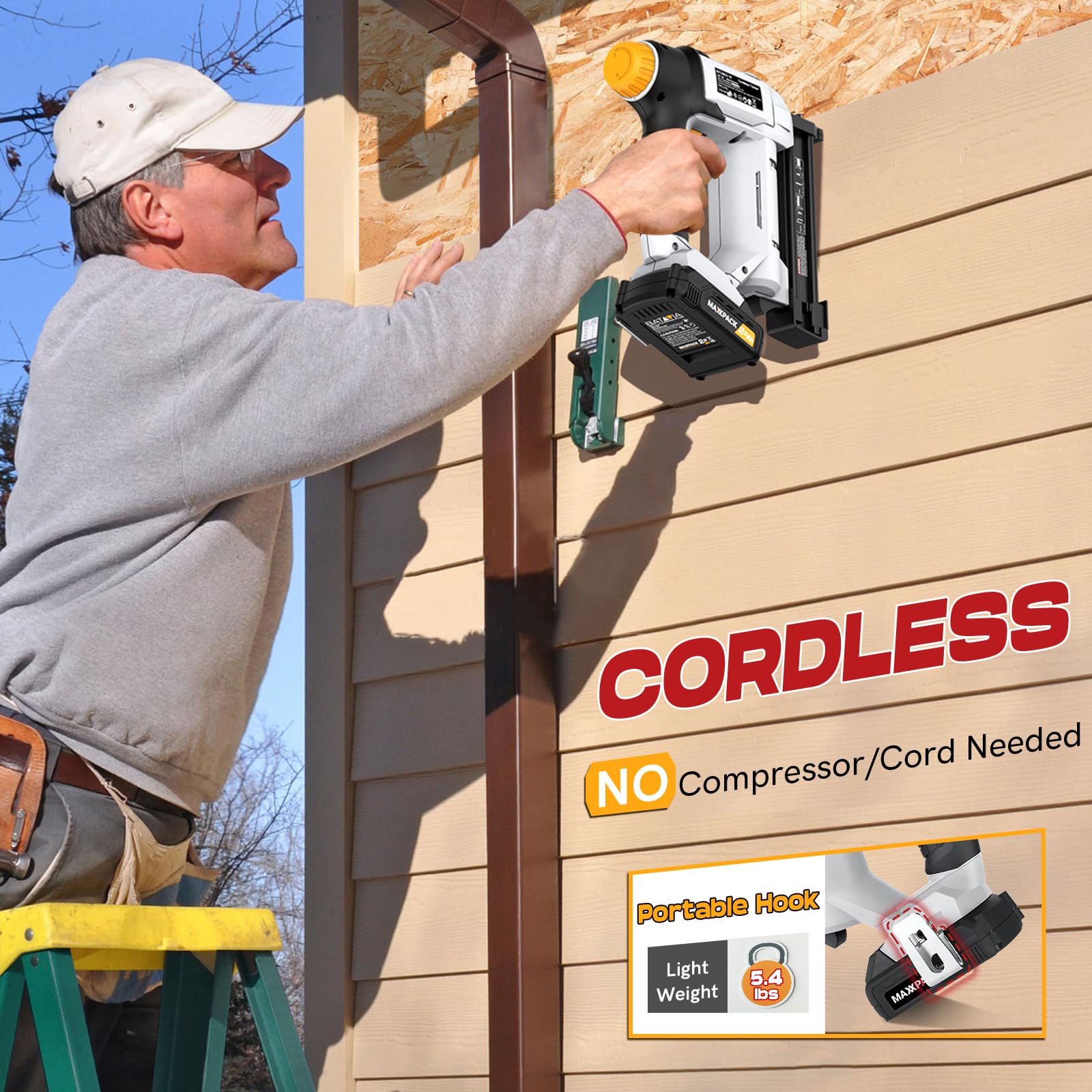 Batavia 18-gauge brad nailer-stapler ready for precise finishing tasks.
