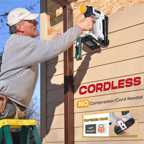 Batavia 18-gauge brad nailer-stapler ready for precise finishing tasks.