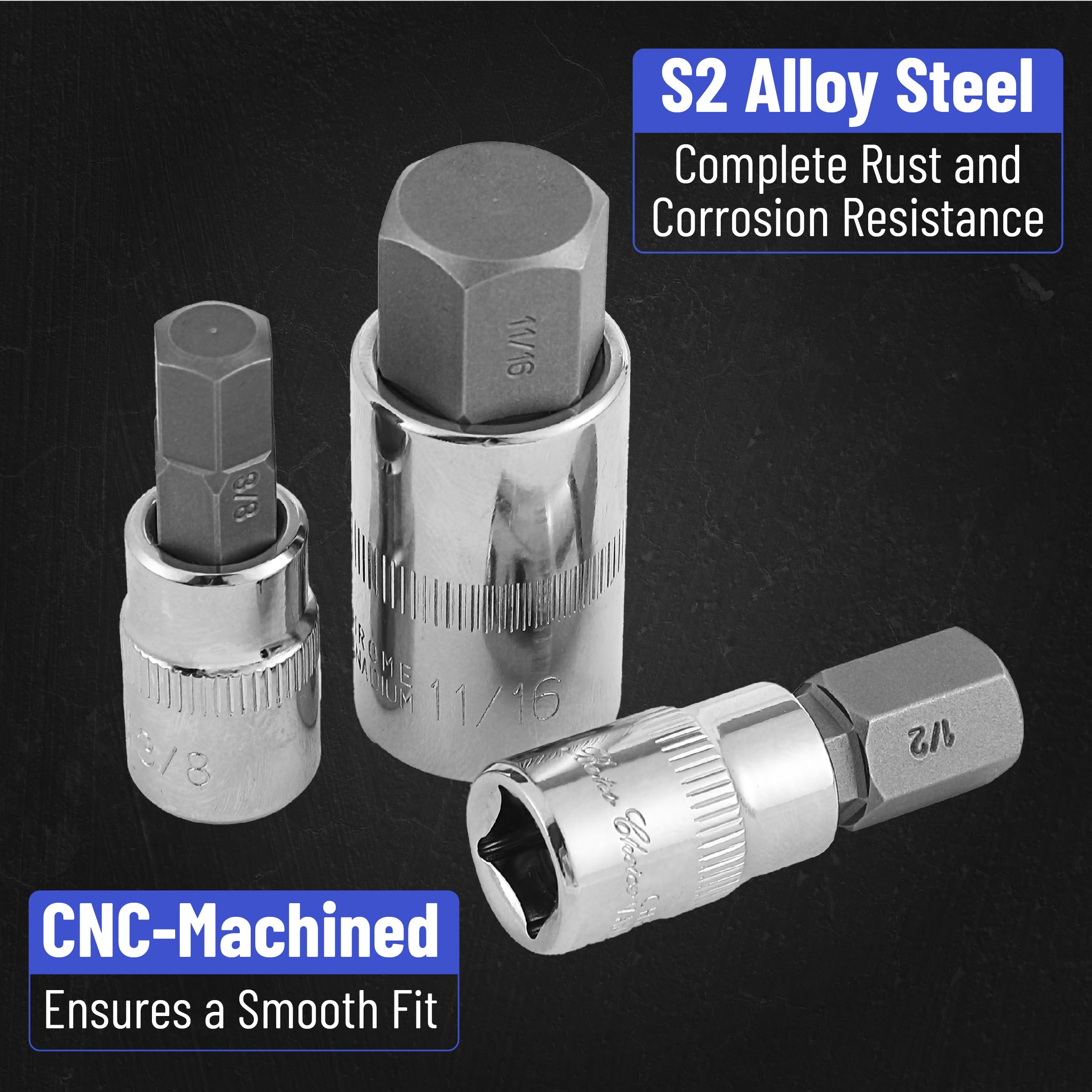 Bates Choice 1/2 drive hex bit sockets handle heavy fasteners