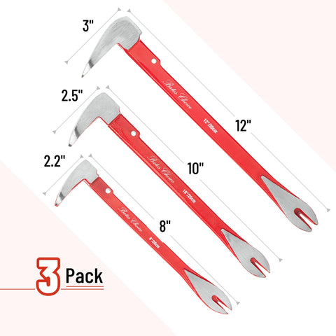 Bates Choice 10-inch pry bar showing red handle grip for precise leverage