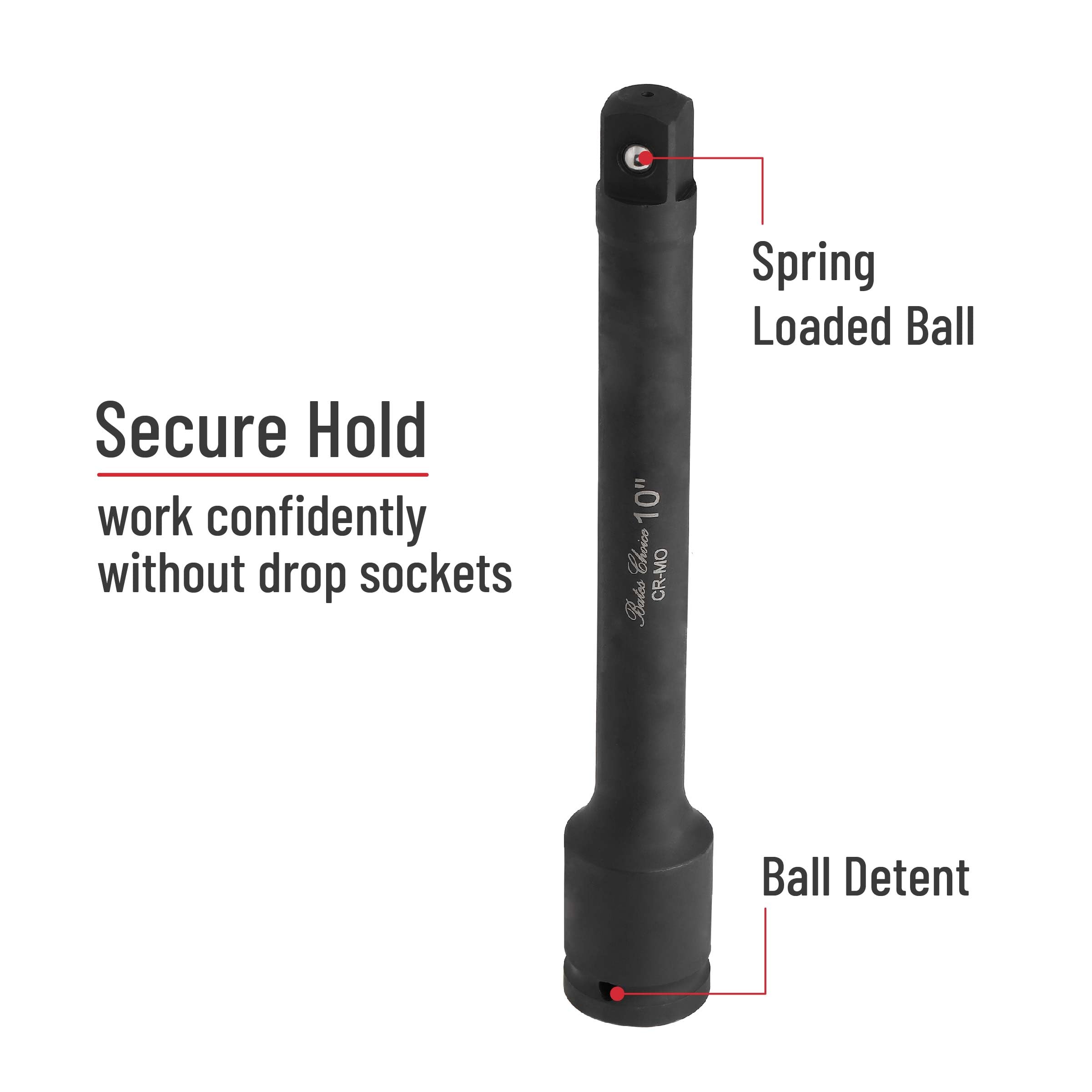 Bates Choice 3/4-drive extension secures a snug fit with impact wrenches