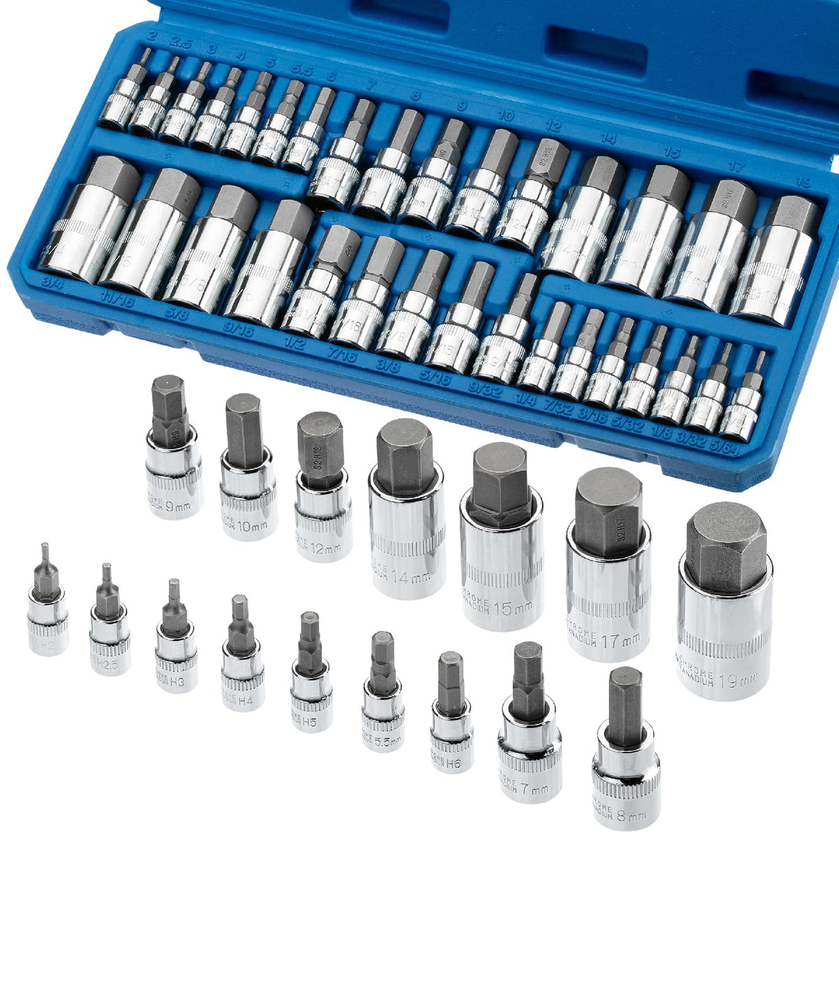 Bates Choice 32-piece hex bit socket set case for quick access