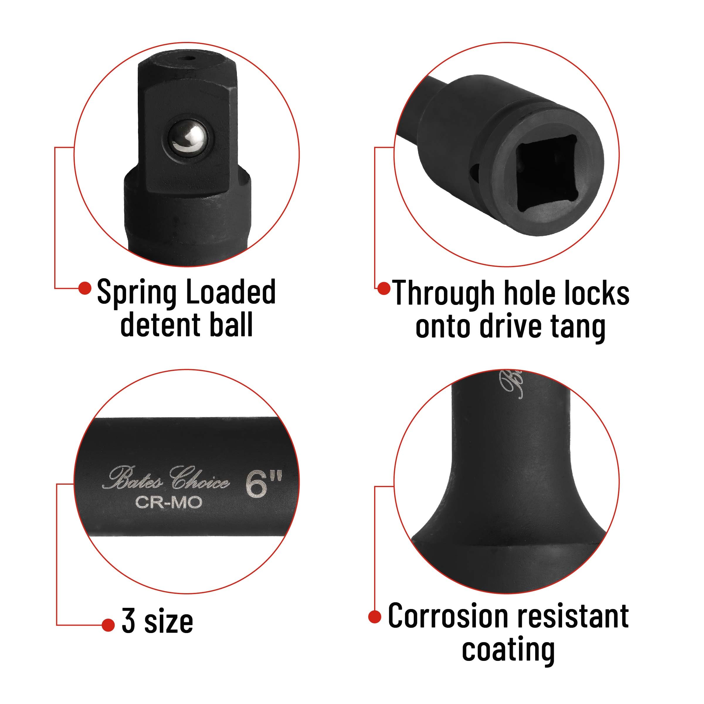 Bates Choice 10-inch extension enabling access to distant fasteners