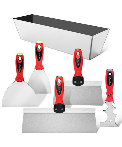 Bates Choice drywall knife set packaging shows the 6-piece finishing kit.