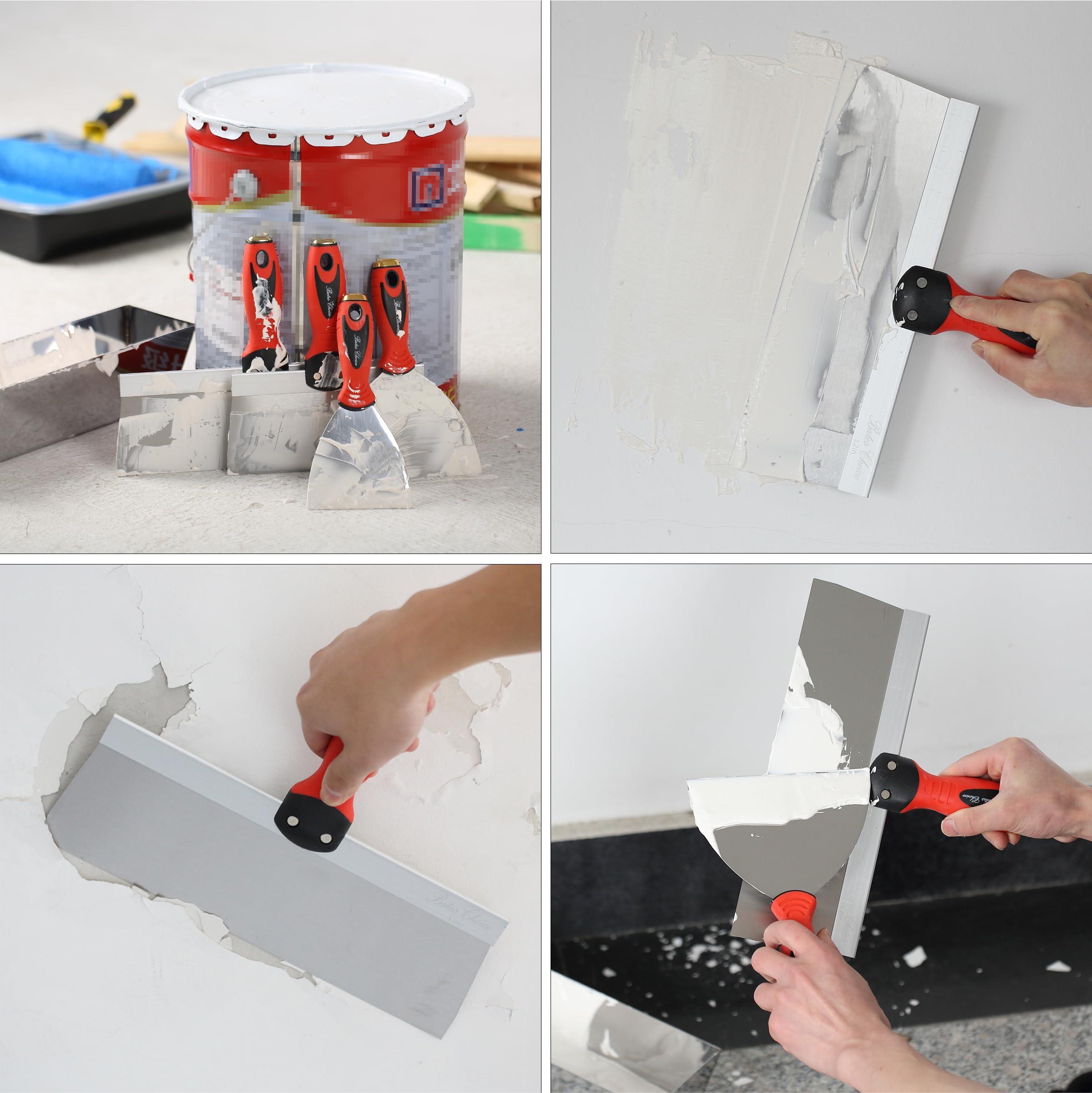 Multi-purpose tool features a serrated edge and straight edge.