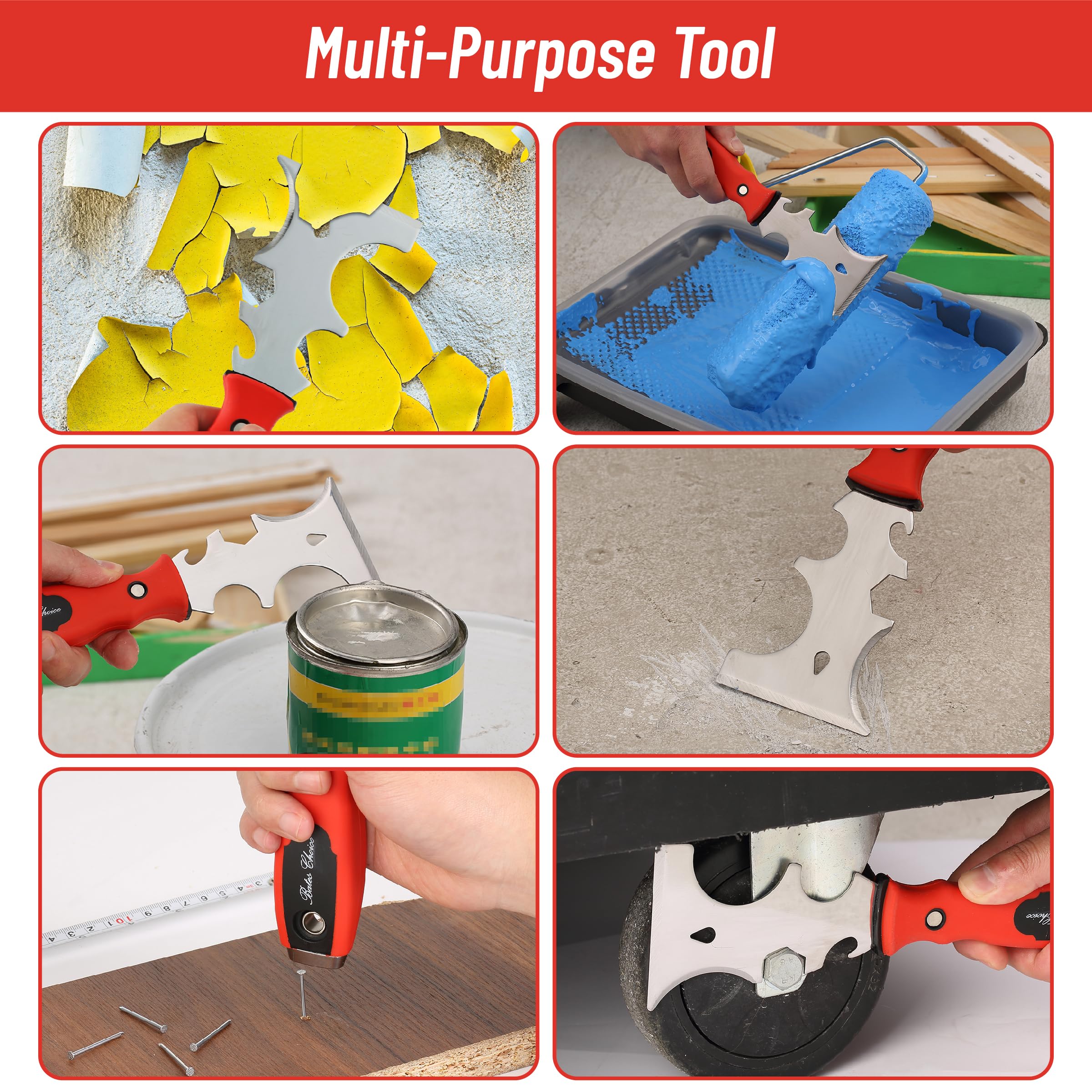 Large-width tapping knife with ergonomic handle reduces fatigue.
