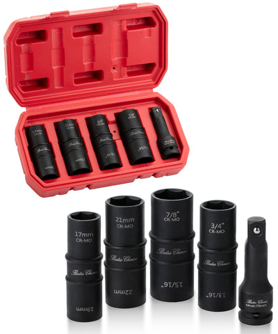 Bates Choice lug nut impact socket set with four dual-ended sockets for quick size access.