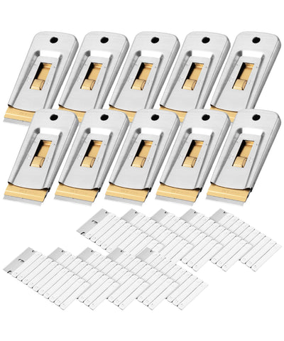 Bates Choice metal razor scraper tool set with ten pieces for versatile cleaning.