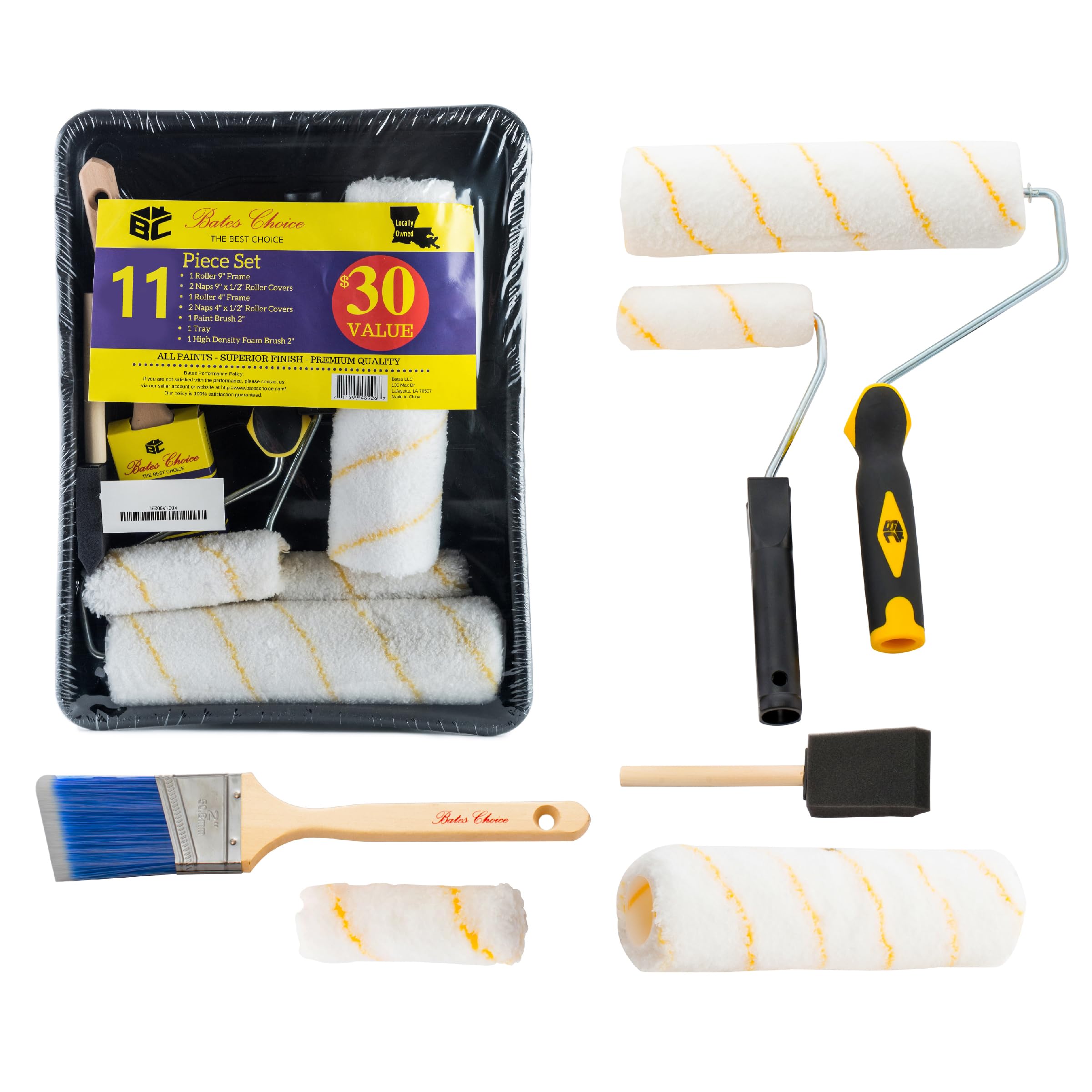 Bates Choice paint tray set tray for easy, even coverage on walls.