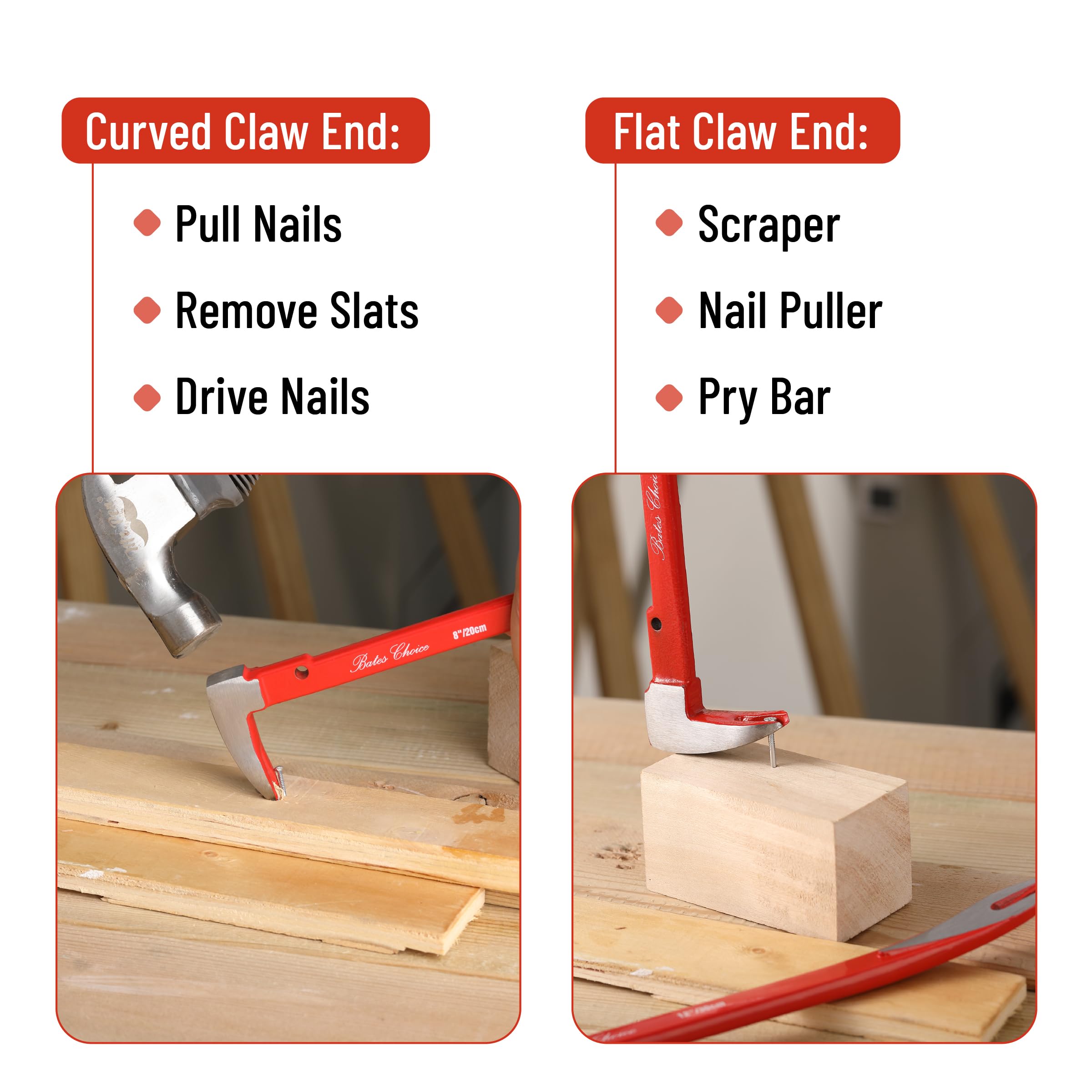 Bates Choice steel tip nail puller designed for durable performance