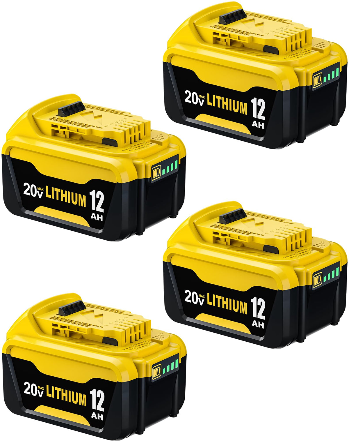BatFance 12Ah battery front view for extended Dewalt 20V tool use.
