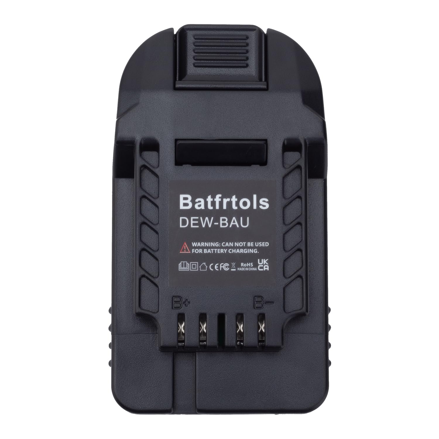 Close-up of secure clip mechanism on BATFRTOLS adapter.