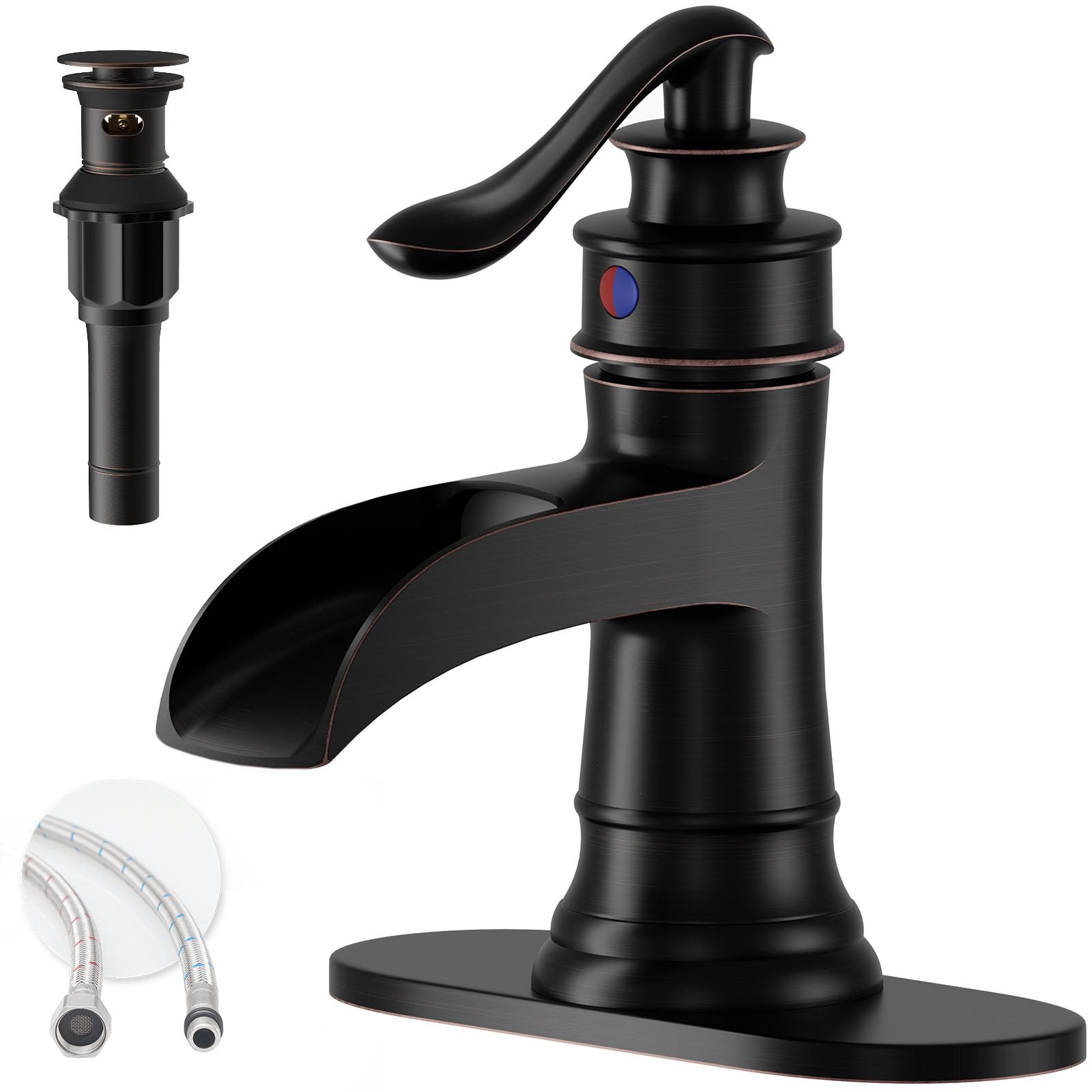 BathLAVISH Oil Rubbed Bronze faucet front view highlights durable vintage finish.