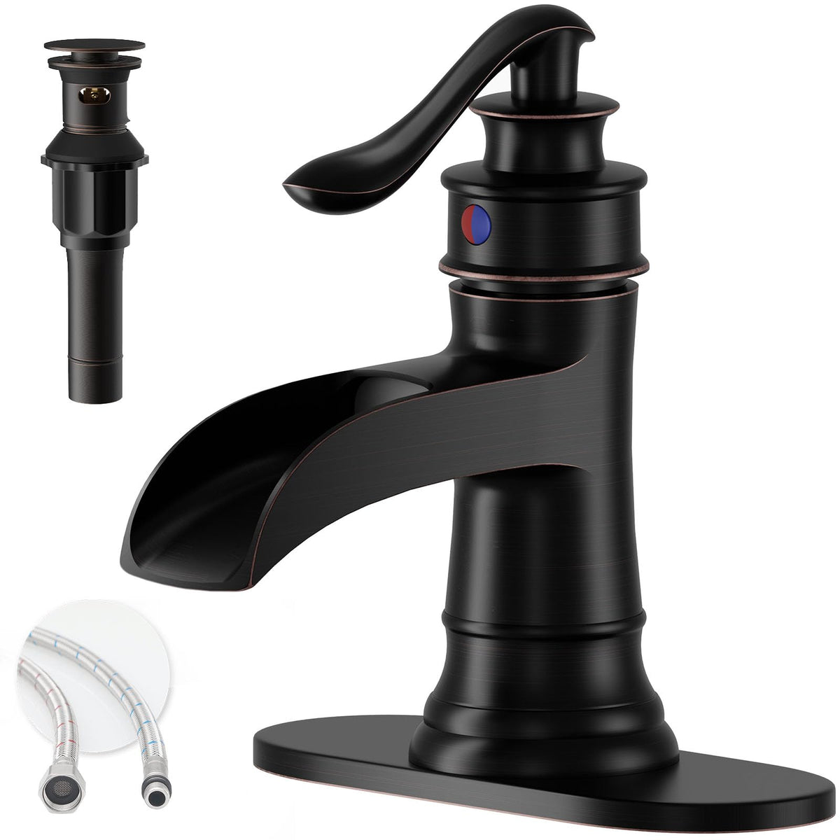 BathLAVISH Oil Rubbed Bronze faucet front view highlights durable vintage finish.