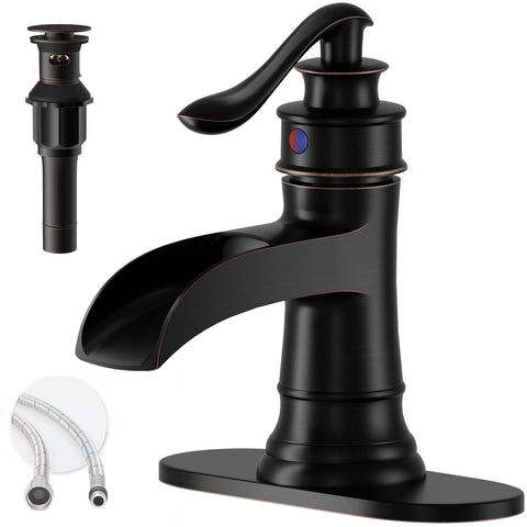 BathLAVISH Oil Rubbed Bronze faucet front view highlights durable vintage finish.