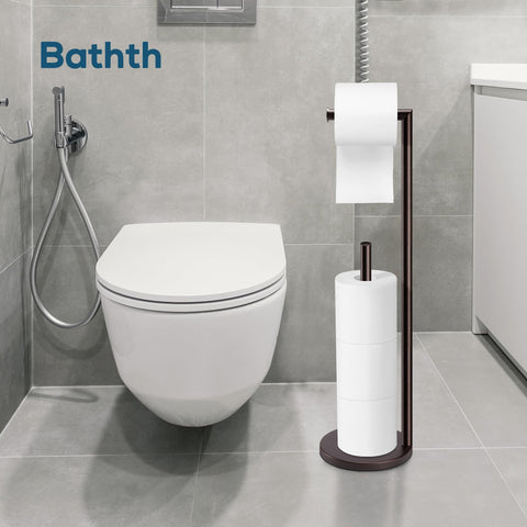 Bathth sturdy bronze toilet paper stand offers stable placement in high-traffic bathrooms.