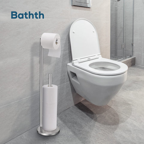 Bathth brushed nickel toilet paper holder, dimension 25.6 by 6.4 by 6.4 inches.
