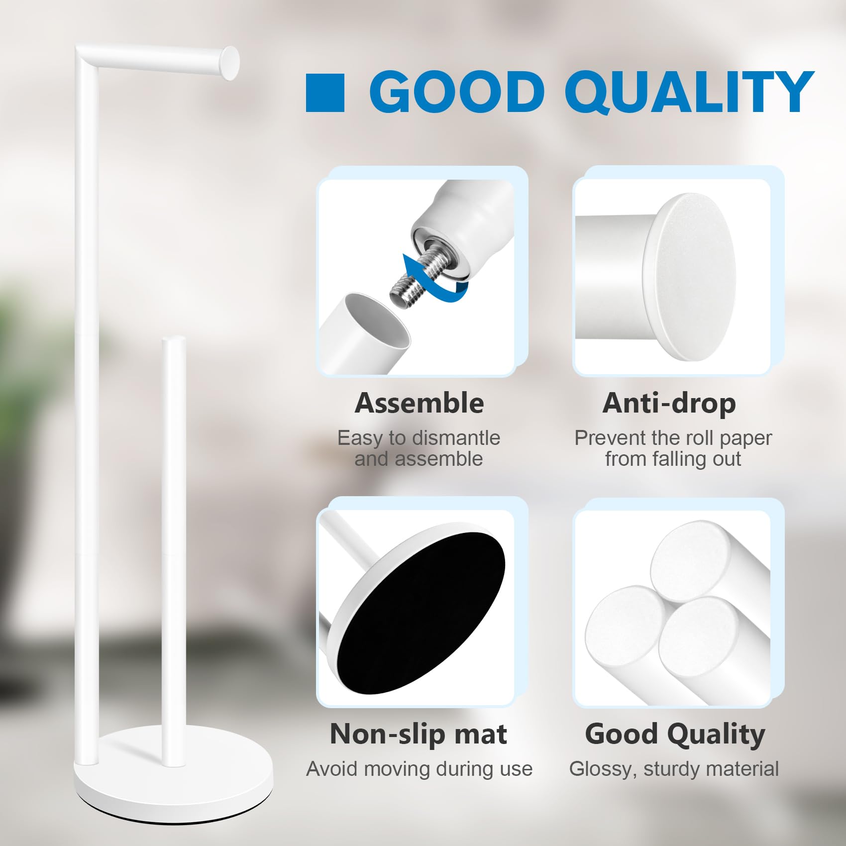 Bathth white stand with compact dimensions for small bathrooms.