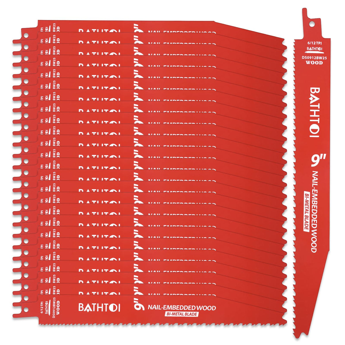 Bathtoi 25-pack 9-inch blades for fast wood cutting.