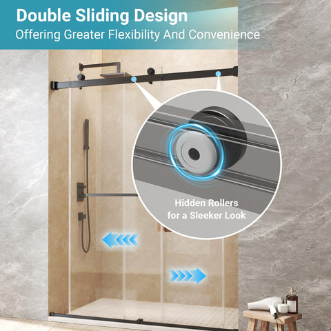 Bathwiller 76-inch glass provides generous clearance for tall users