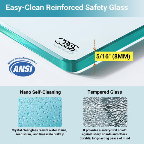 Bathwiller 8mm tempered glass offers strength and clarity for daily showers