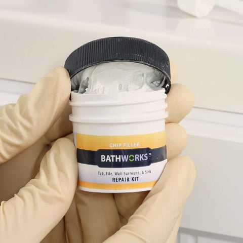 Bathworks color-matching paint helps blend repairs on porcelain and ceramic.