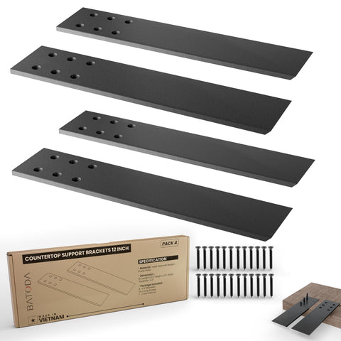 BATODA 12inch countertop brackets front view highlights sturdy steel for granite countertops