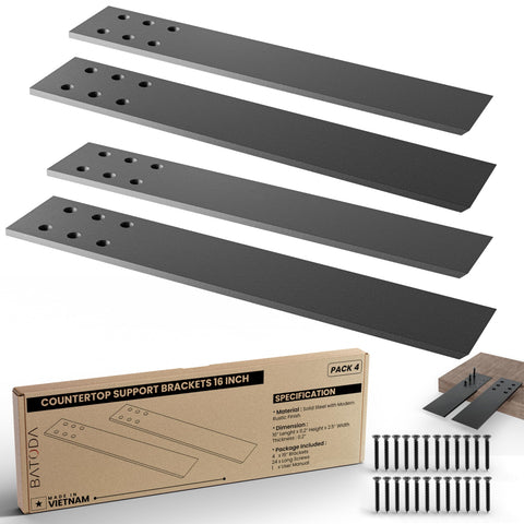 BATODA 16-inch knee-wall bracket front view shows durable steel for granite countertop support