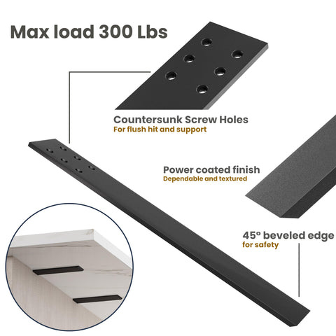 BATODA 16-inch knee-wall bracket side view demonstrates robust mounting that blends with open shelving
