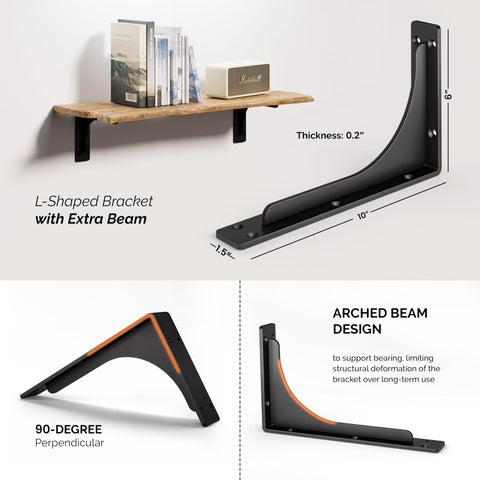 BATODA bracket in black matte finish adds sleek look while supporting heavy loads