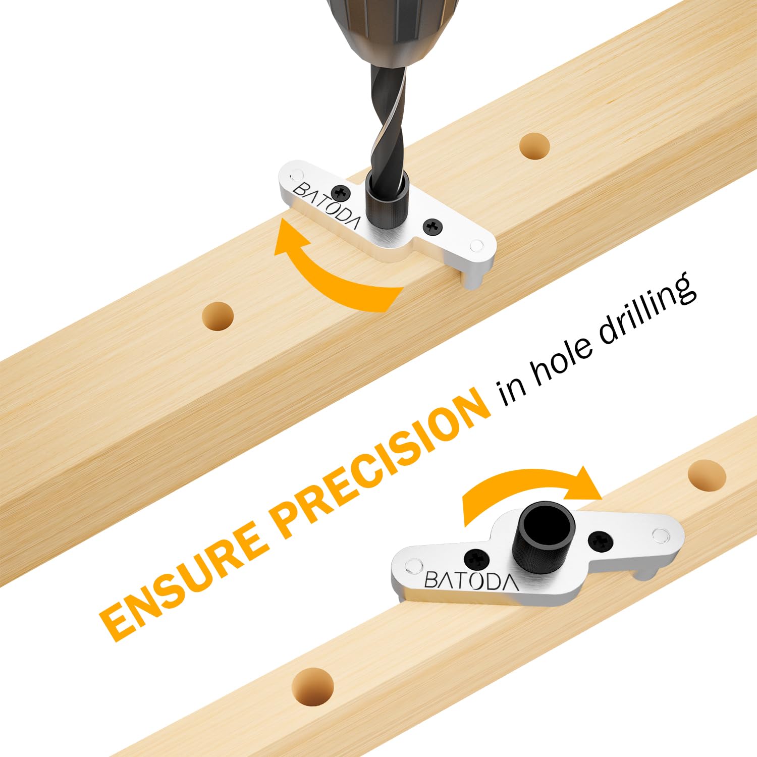 BATODA dowel jig kit adjustable settings customize hole spacing and dowel size.