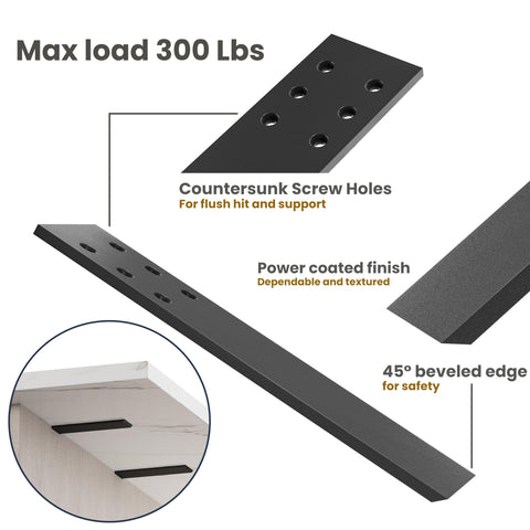 BATODA heavy-duty L-shaped brackets provide reliable load-bearing for open shelving.