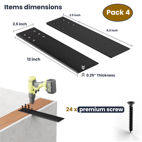 BATODA heavy-duty L-shaped shelf bracket granite mounts with strong load-bearing capability