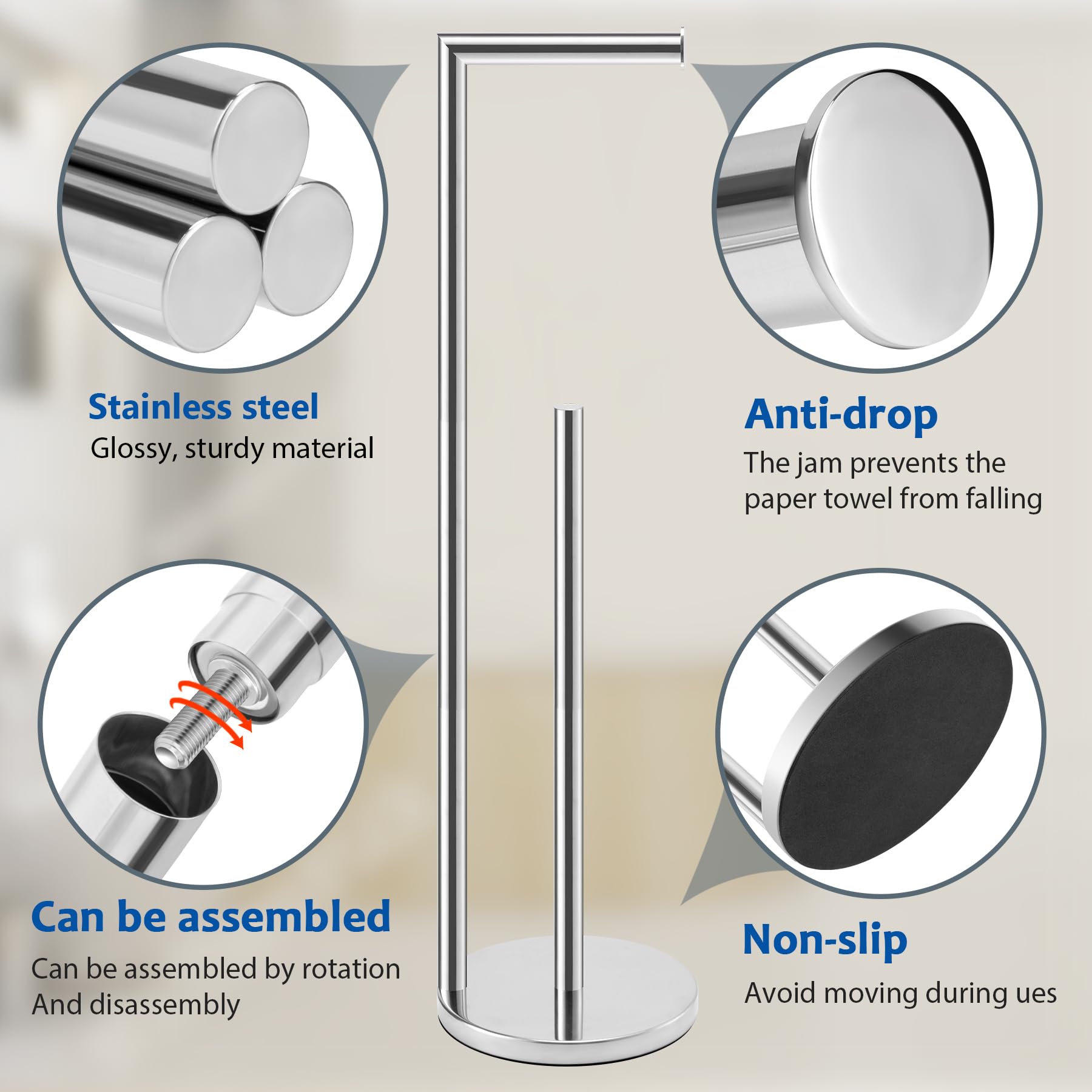 Batoliet 4-roll capacity stand keeping tissues organized.