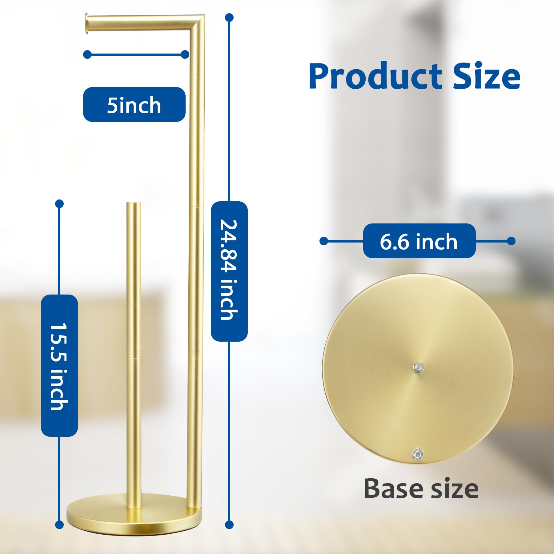 Batoliet gold stand seen from the side, highlighting slim profile and elegant bathroom style.