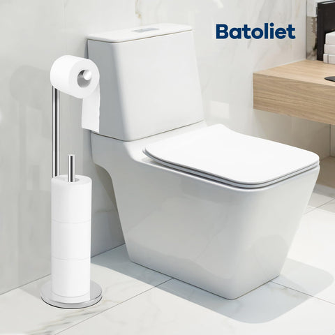 Batoliet stand with storage shelf showing additional storage.