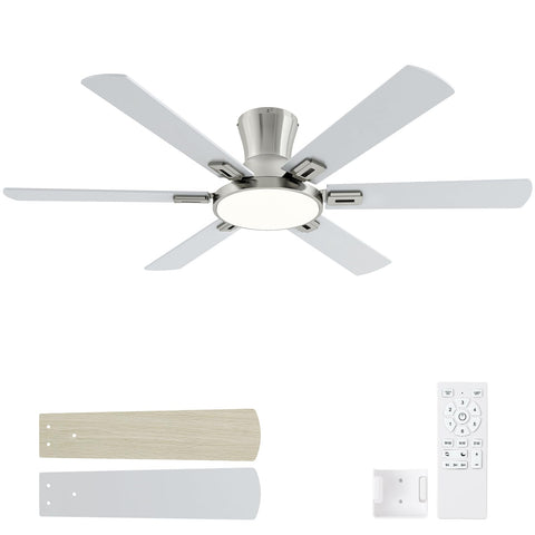 BatQueen 52-inch brushed nickel ceiling fan with lights and remote for versatile living room cooling