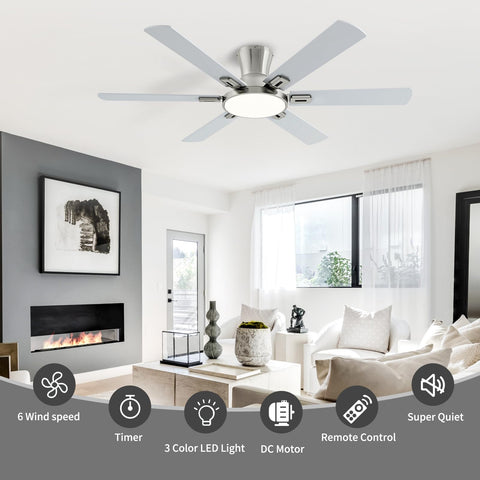BatQueen 52-inch fan suitable for living rooms, bedrooms, and patios with even airflow