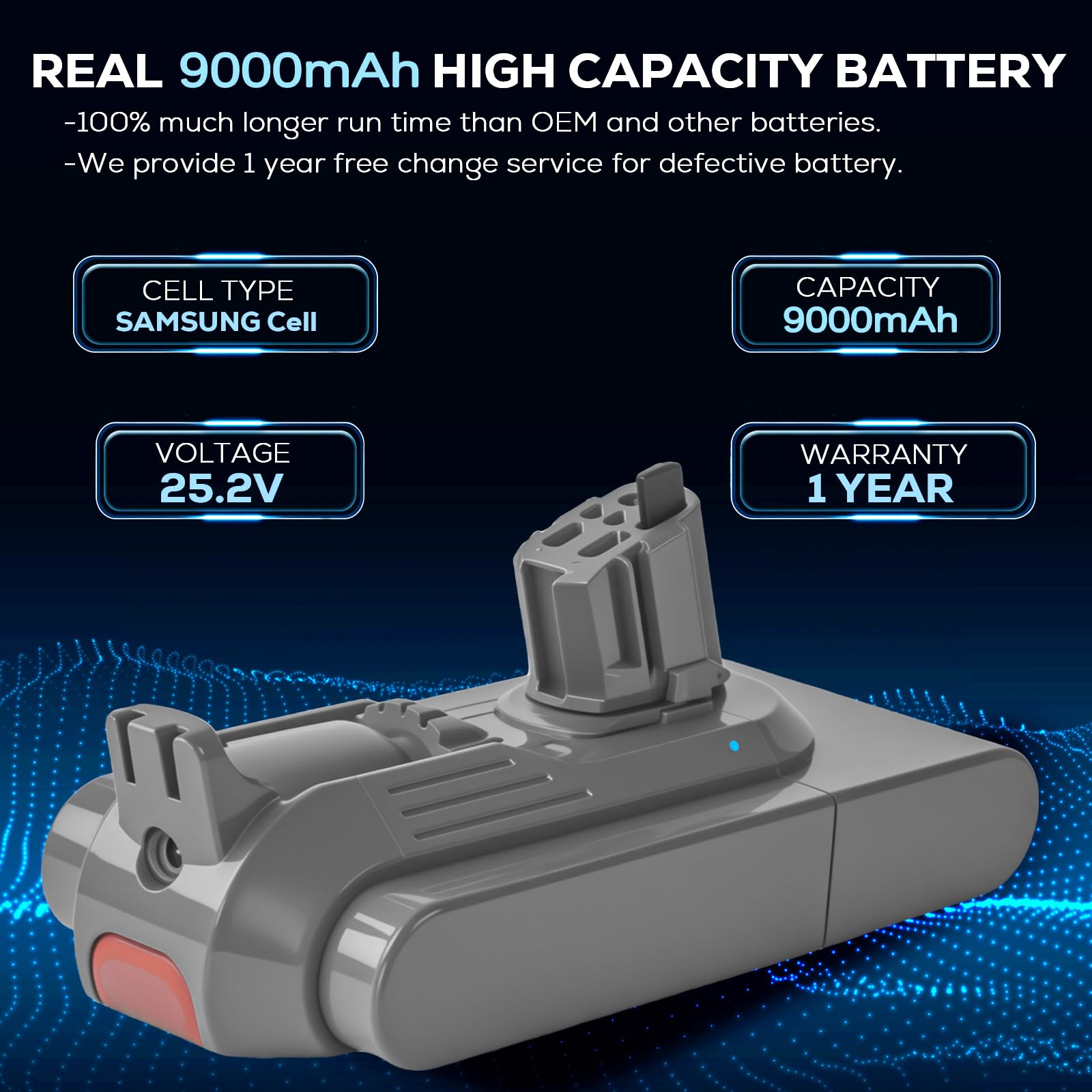 Batryuic battery side profile shows slim form for easy mounting.