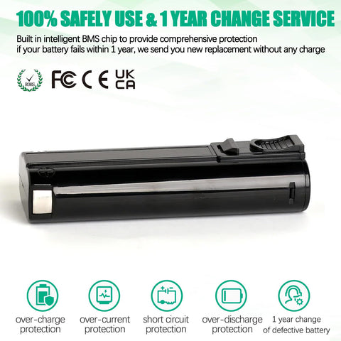 Batryuic Ni-MH battery with smart BMS protection for safe charging.