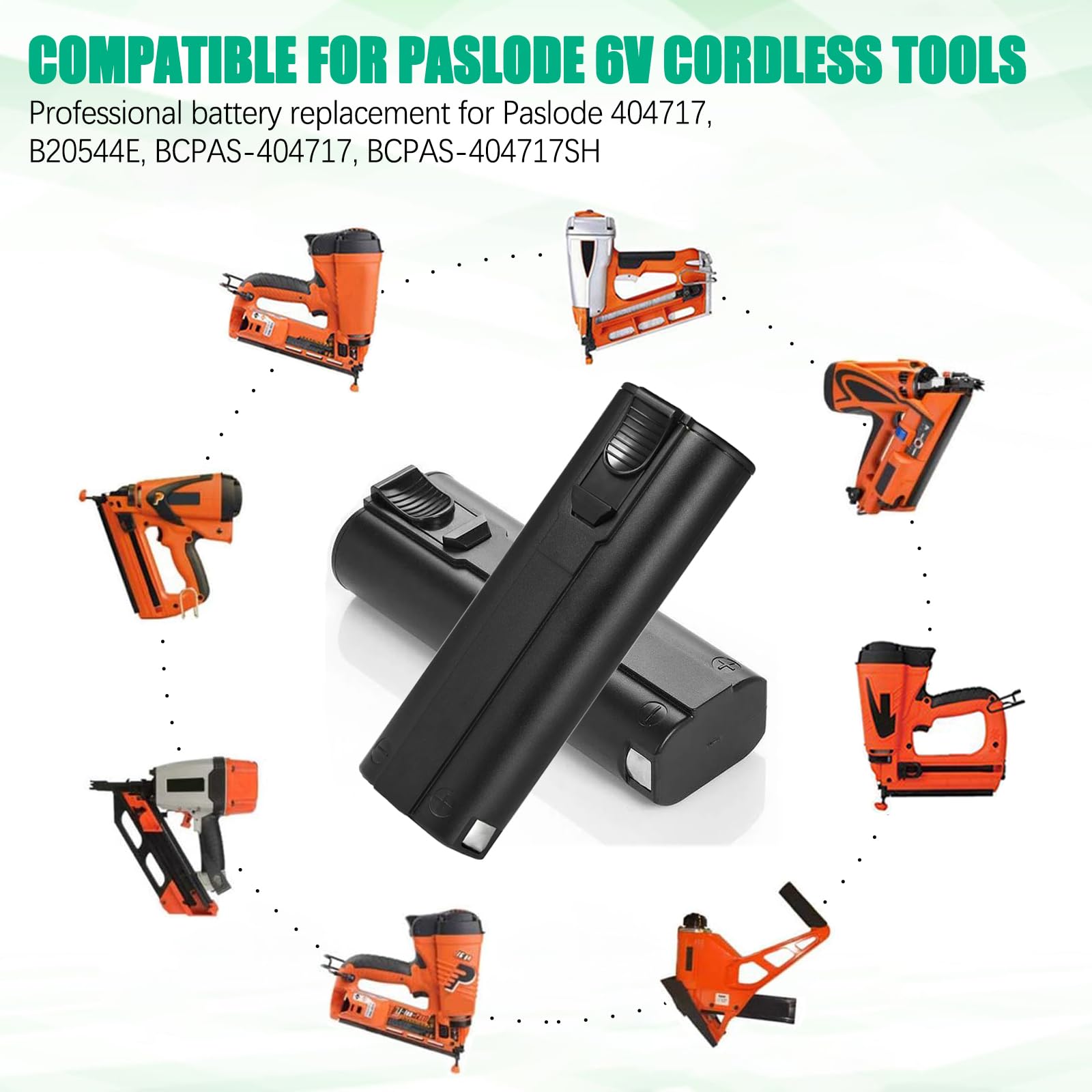 Batryuic two-pack battery set for Paslode tools and 6V devices.