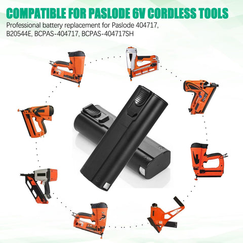 Batryuic two-pack battery set for Paslode tools and 6V devices.