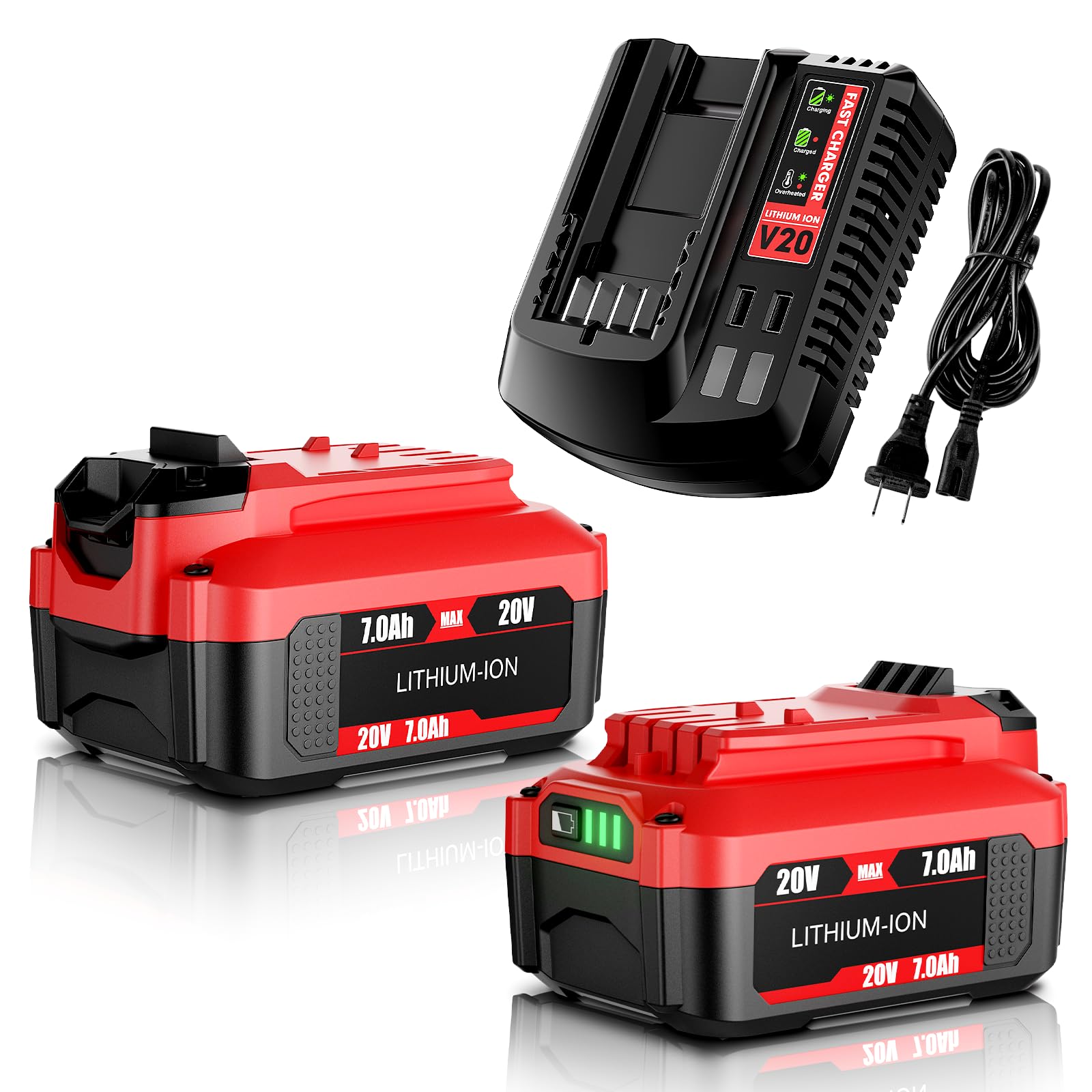 BATTOOL 2Pack 7.0Ah battery powering Craftsman V20 tools with extended run time