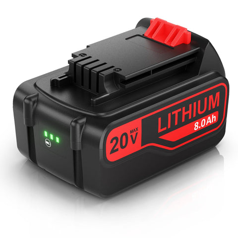 BATTOOL LED indicator 8000mAh 20V battery front view for easy charge monitoring.