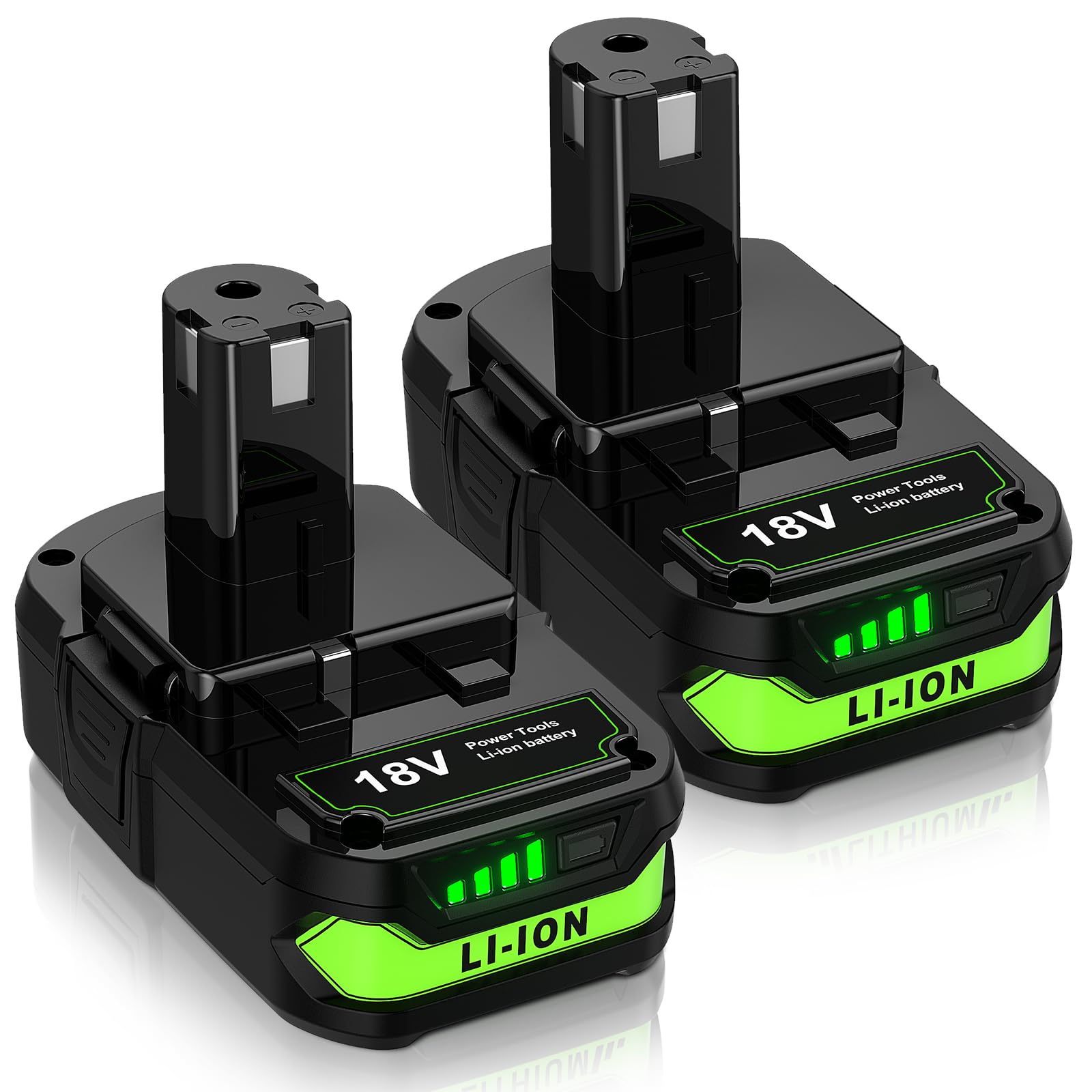BATTOOL 2-pack 4.0Ah Ryobi 18V battery with extended runtime for ONE+ tools.