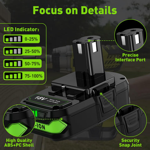 LED indicators on the BATTOOL battery help monitor charge and health.